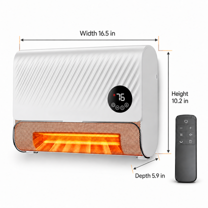 Wall-Mounted Space Heater with Thermostat and Remote Control