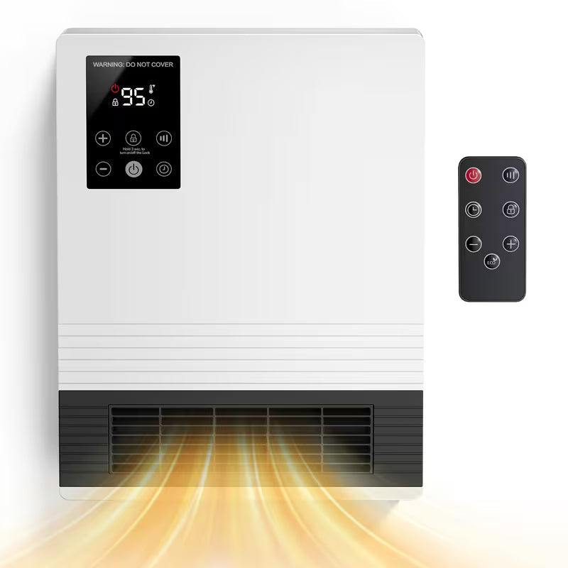 Wall-Mounted Space Heater with Thermostat and Remote Control