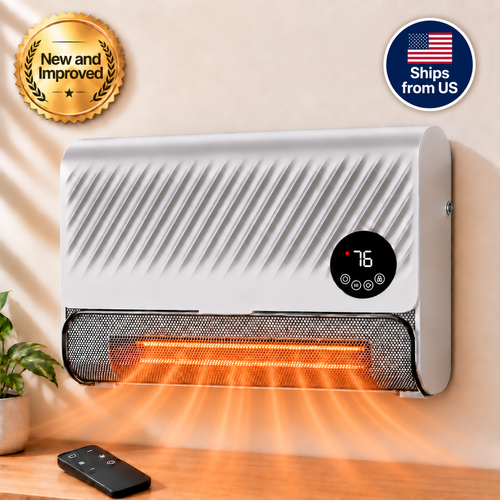 Wall-Mounted Space Heater with Thermostat and Remote Control
