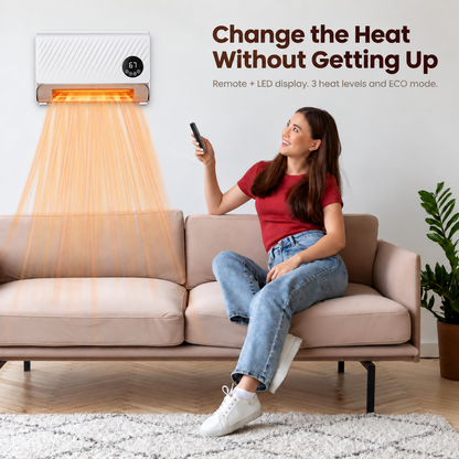Wall-Mounted Space Heater with Thermostat and Remote Control