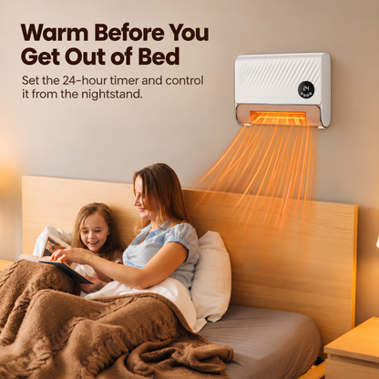 Wall-Mounted Space Heater with Thermostat and Remote Control